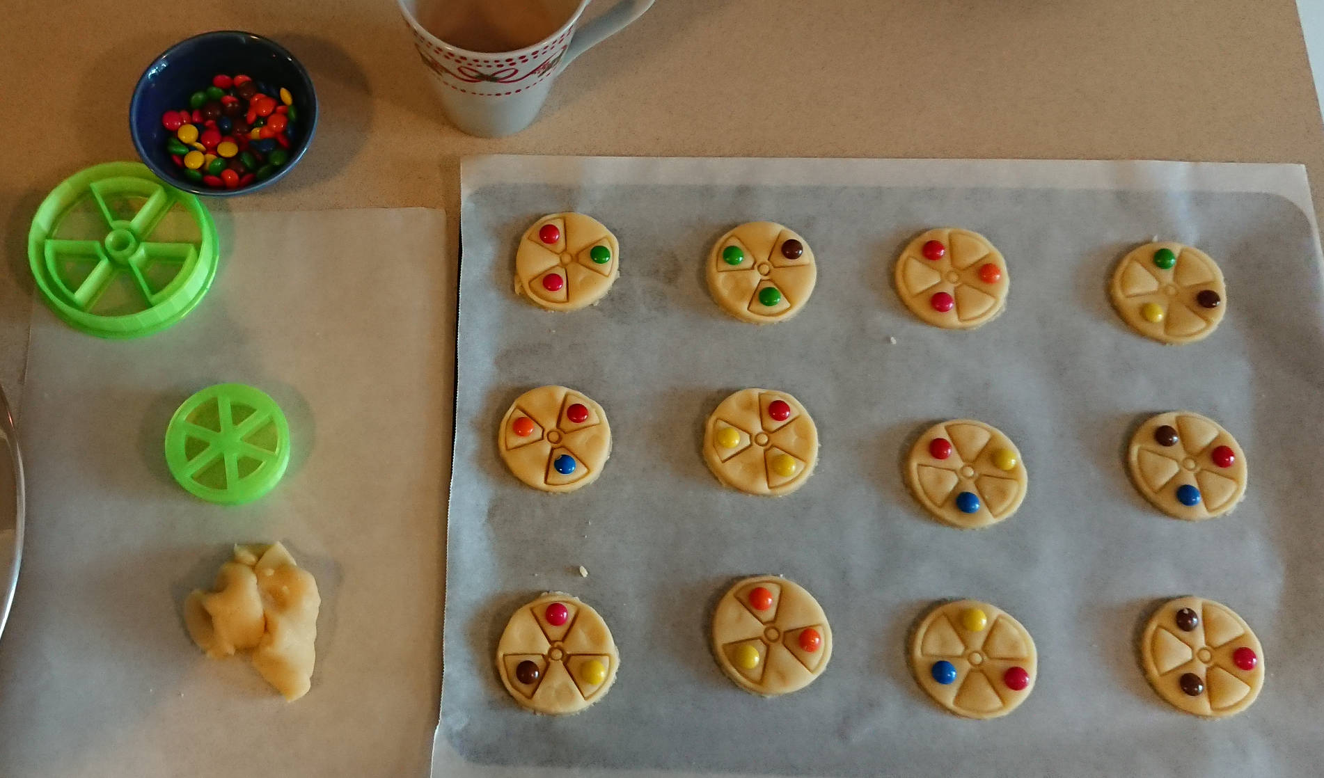 Radiation symbol cookies, raw and ready to bake